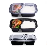 Black 2 CP Meal Trays With Lid Pack Of 200