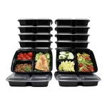 Black 3 CP Meal Trays With Lid Pack Of 200